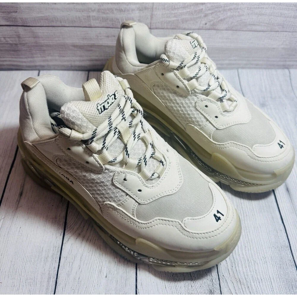 Balenciaga Triple S Men's Beige Rubber Sneakers Size EU 41 US 8 NO BOX